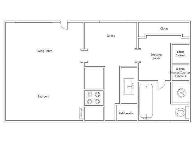 Studio diagram — ~400 sq ft