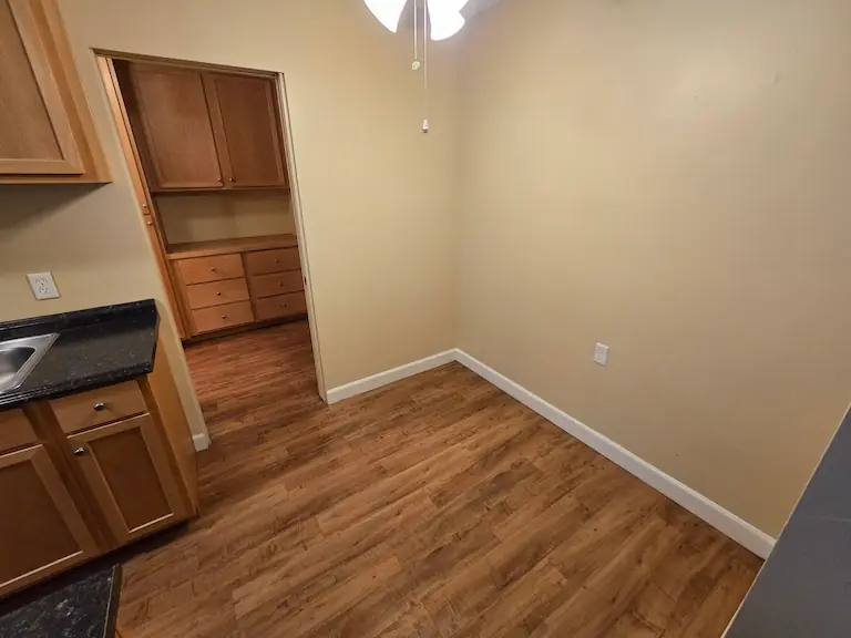 Studio dining area with built-in storage (similar unit)