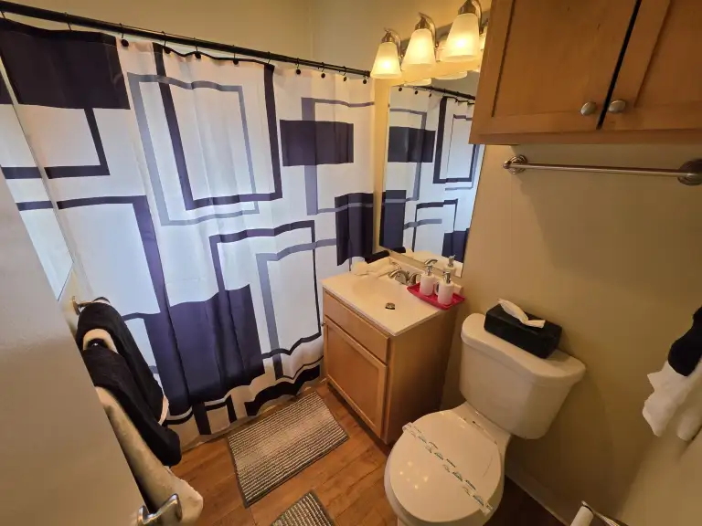One bedroom bathroom area